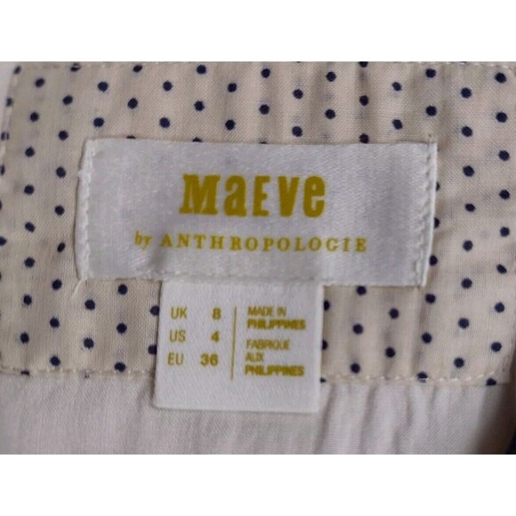 Maeve Womens Structured Mini Skirt Cream with Navy Piping Nautical Size 4 Linen - Picture 7 of 11